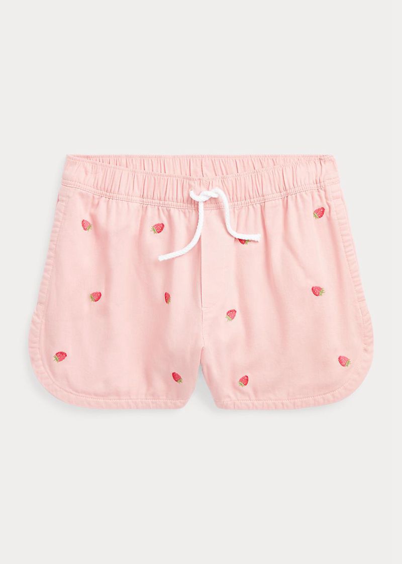 ラルフ ローレン ショーツ ガール ピンク 7-14 年 Strawberry コットン Twill SPQTF1276